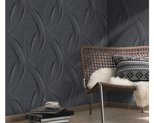 Vliesbehang 10218-15 GMK Fashion for Walls 3 strepen golven zwart