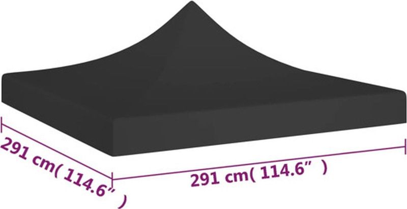 Partytentdak - Zwart - 600D Oxford met PVC-coating