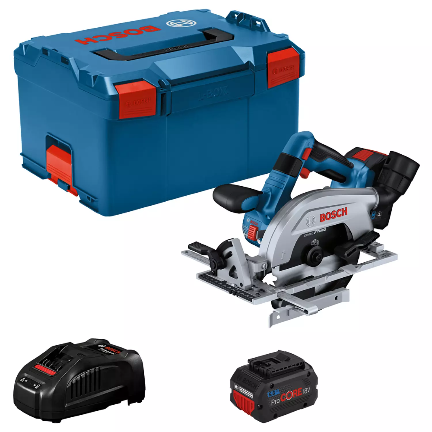 Bosch GKS 18V-57-2 L 18V Li-ion Accu cirkelzaag set (2x 5.5Ah) in L-Boxx - 165 mm