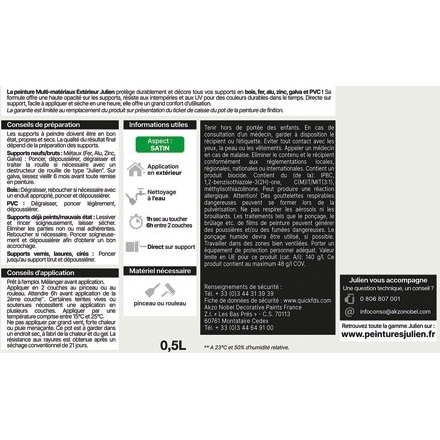 Peinture 0,5 L Extérieur Multi-matériaux - Blanc RAL9003