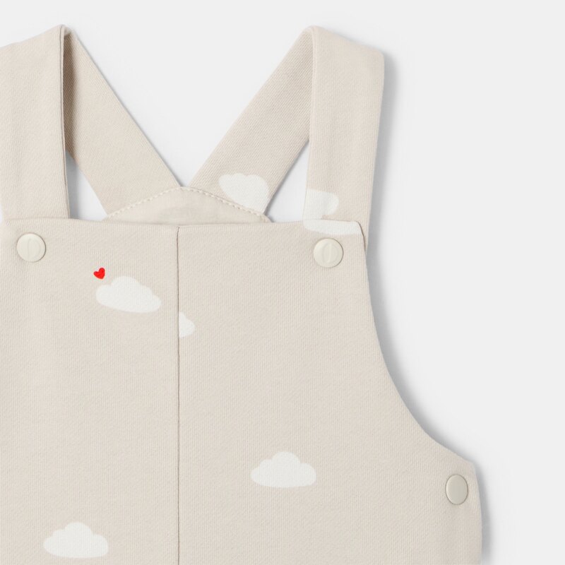 Salopette courte en molleton beige bébé garçon Beige