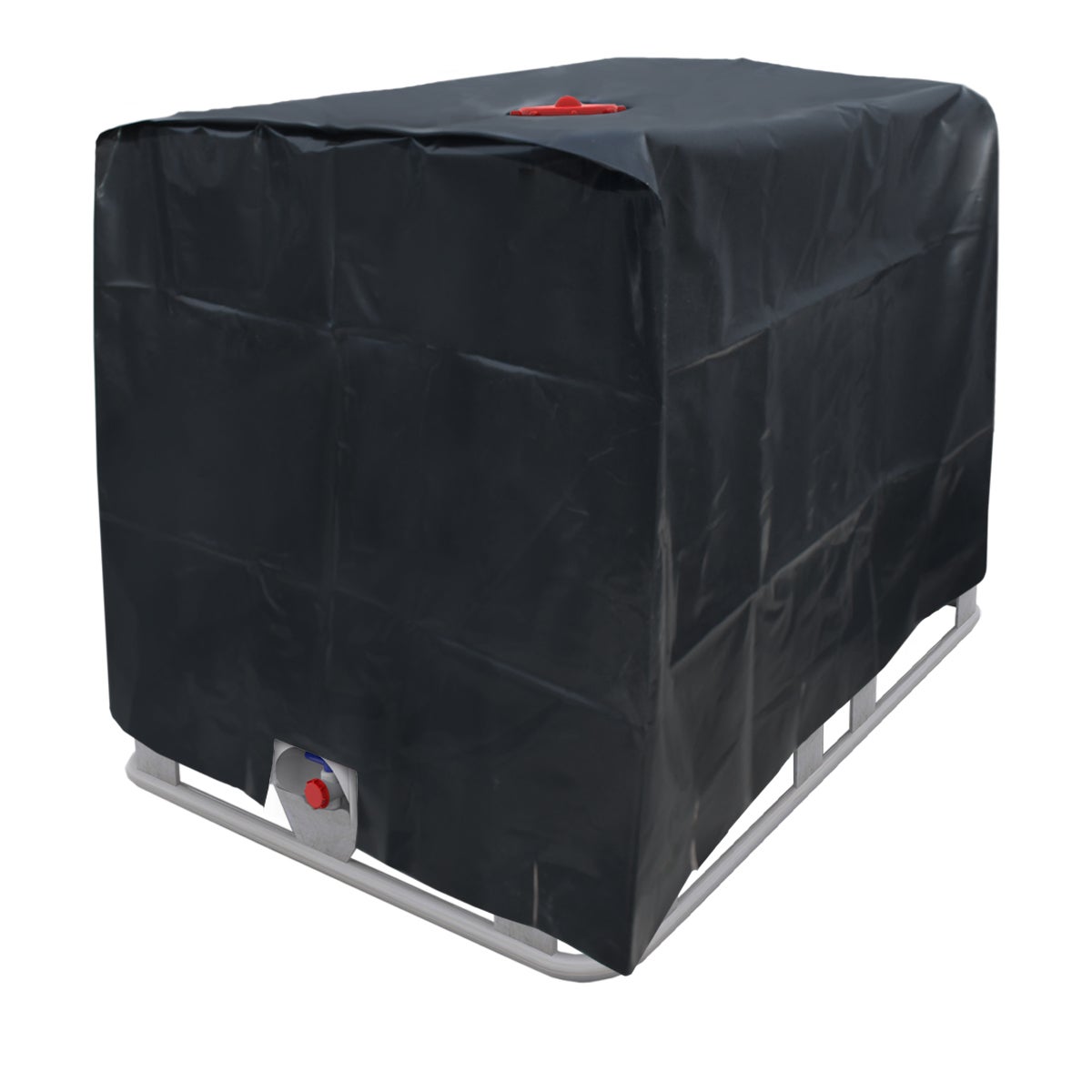 ECD Germany IBC-tankafdekking, zeildoek voor 1000 liter watertank, 120 x 100 x 116 cm, zwart, gemaakt van HDPE, anti-uv-beschermhoes, beschermhoes voor regenwatertank, regenton, container