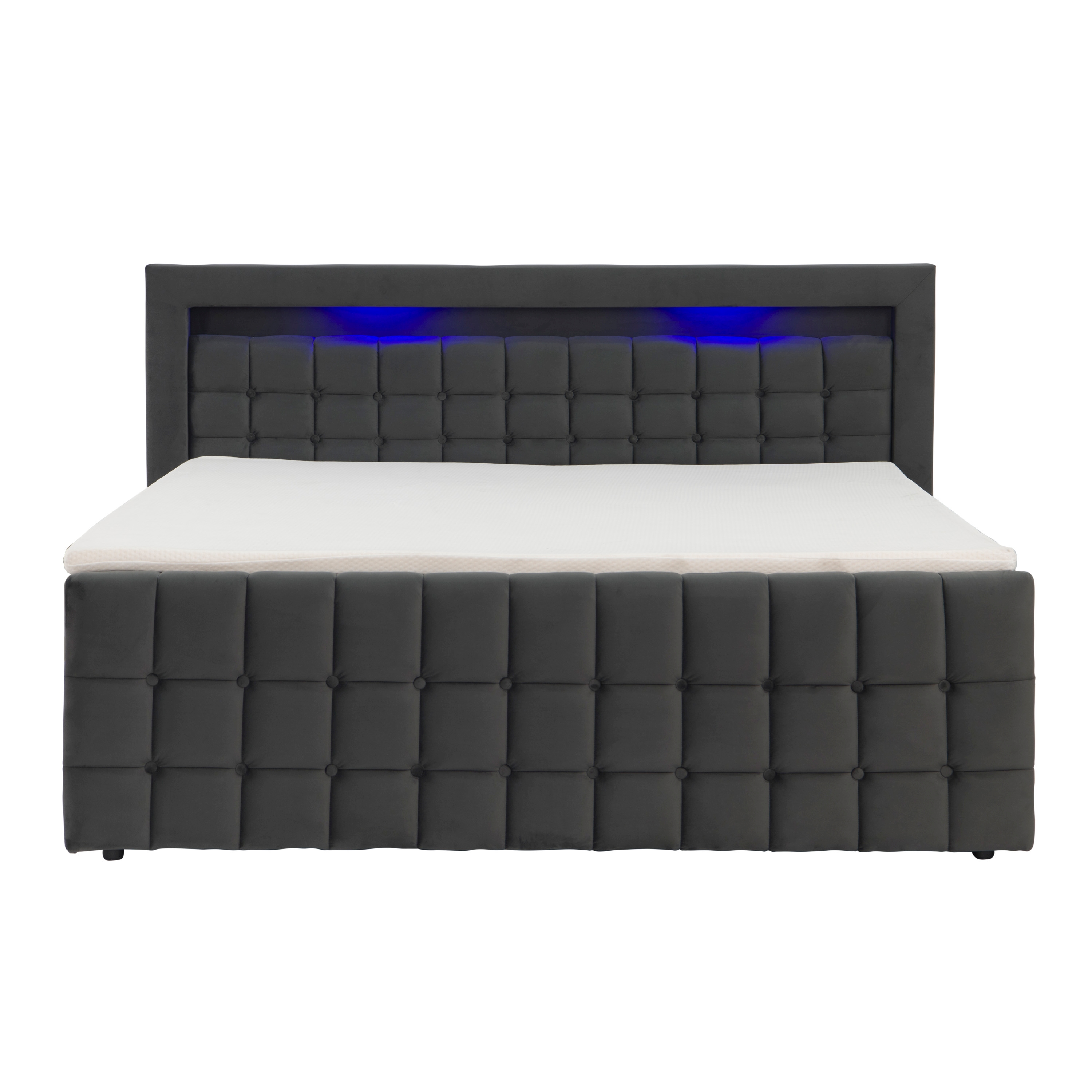 Polsterbett LED BEATA 160 x 200 cm anthrazit