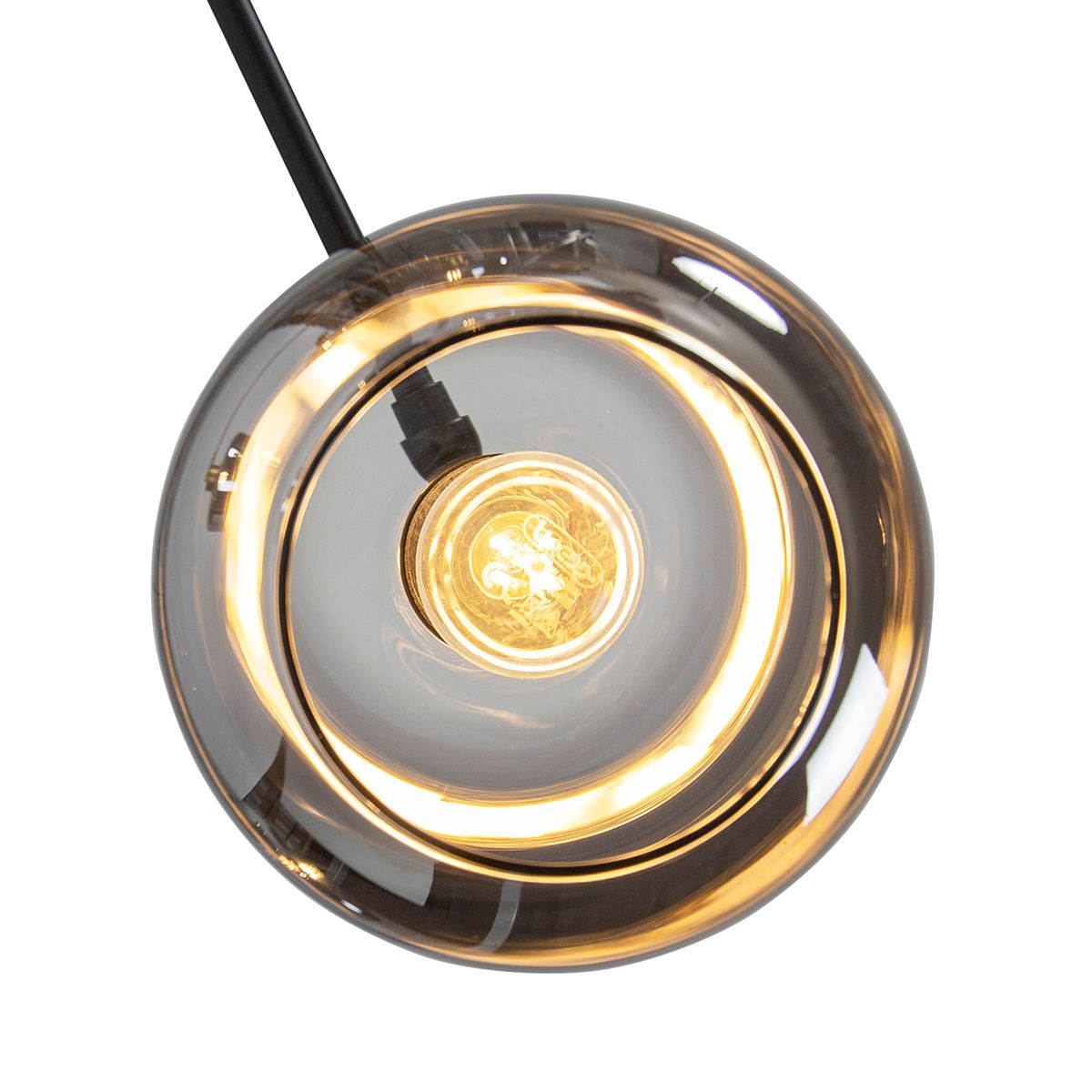 Vloerlamp zwart met goud met smoke glas 5-lichts - Zuzanna