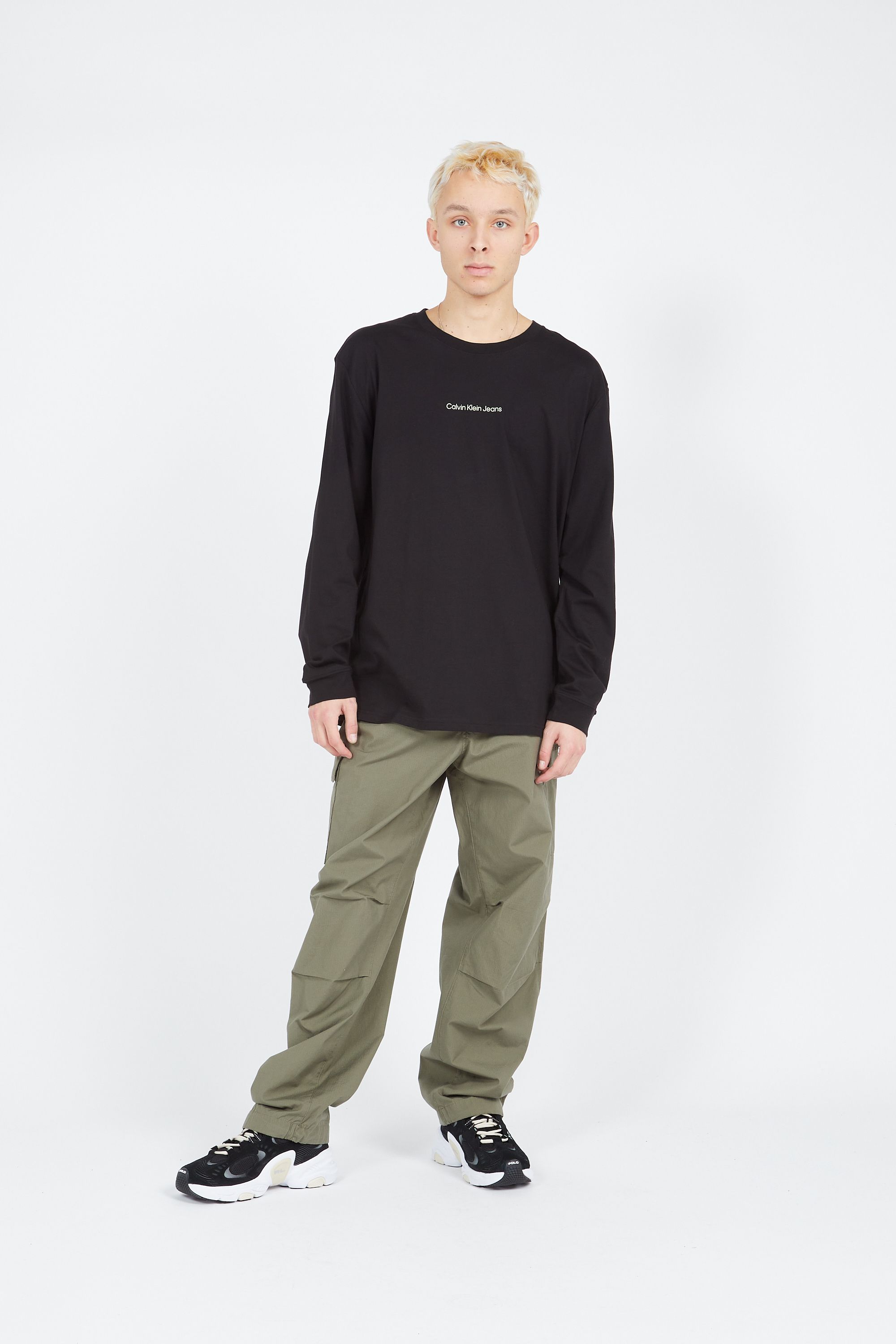 CALVIN KLEIN JEANS T-shirt  STACKED SLOGAN LS TE Noir