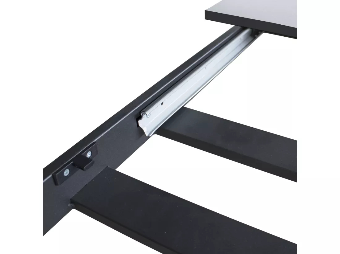Table extensible 90x160/220 cm Ganty Gris Béton bande de chante en teinte cadre Anthracite