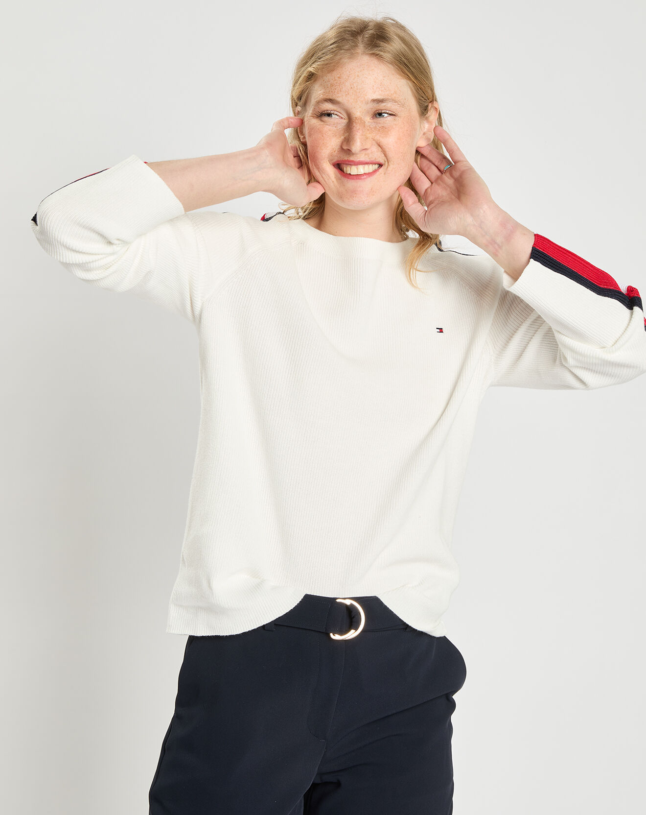 Tommy Hilfiger Pull Global Stripe écru