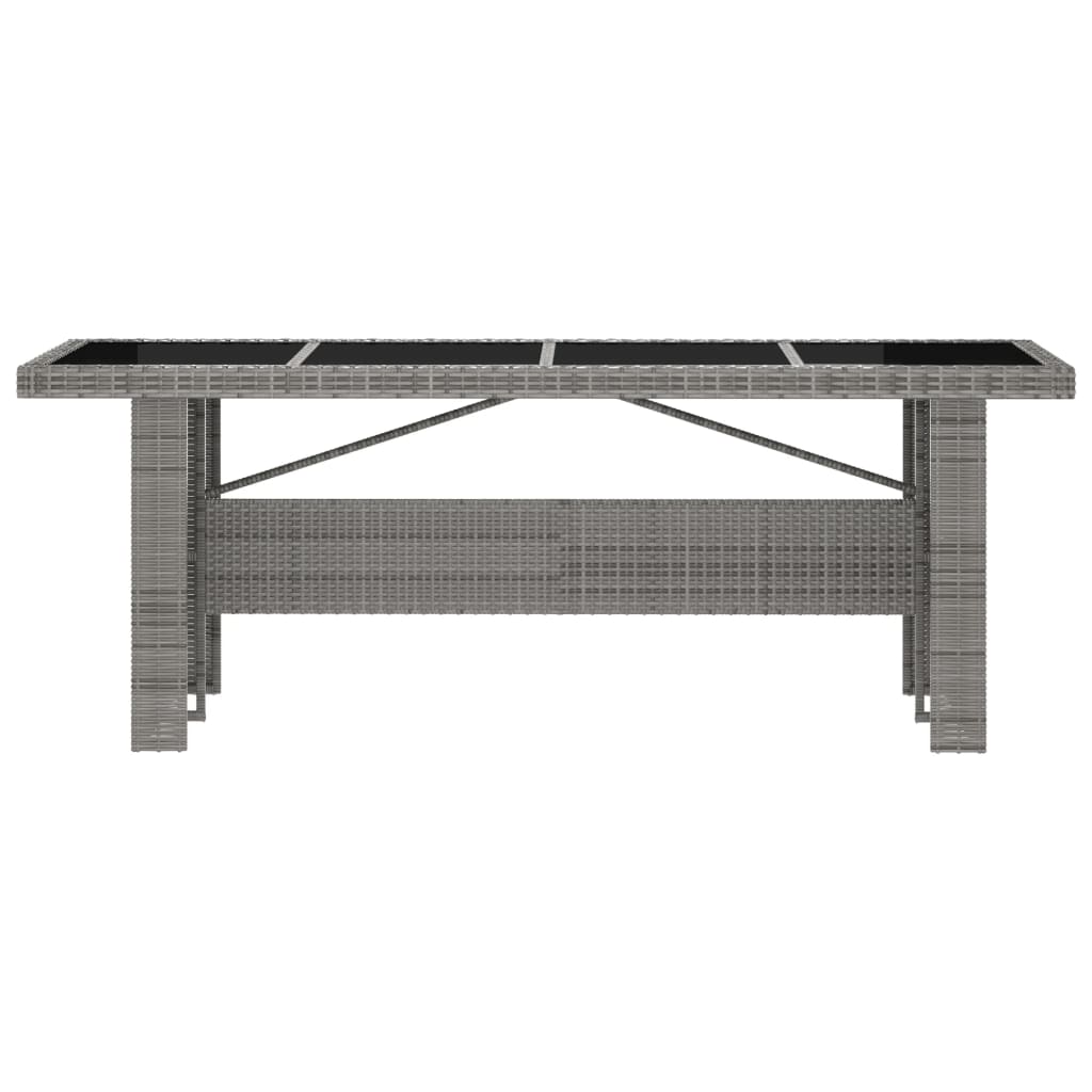 Mobilier à dîner jardin 9 pièces avec coussins résine tressée gris