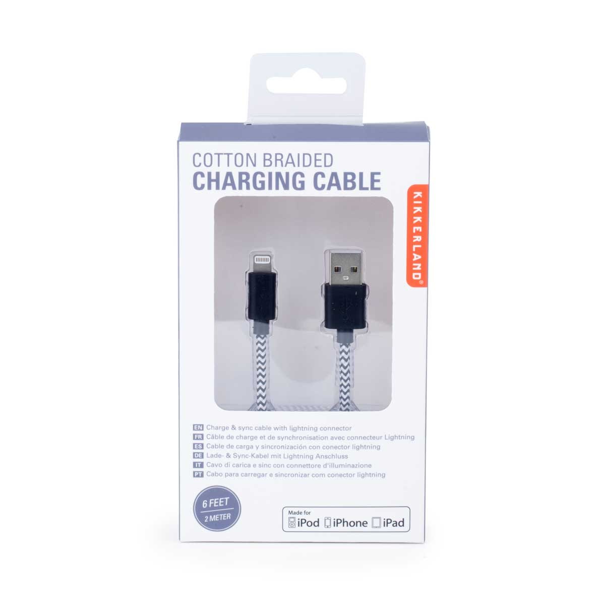 Black chevron braided charging cable