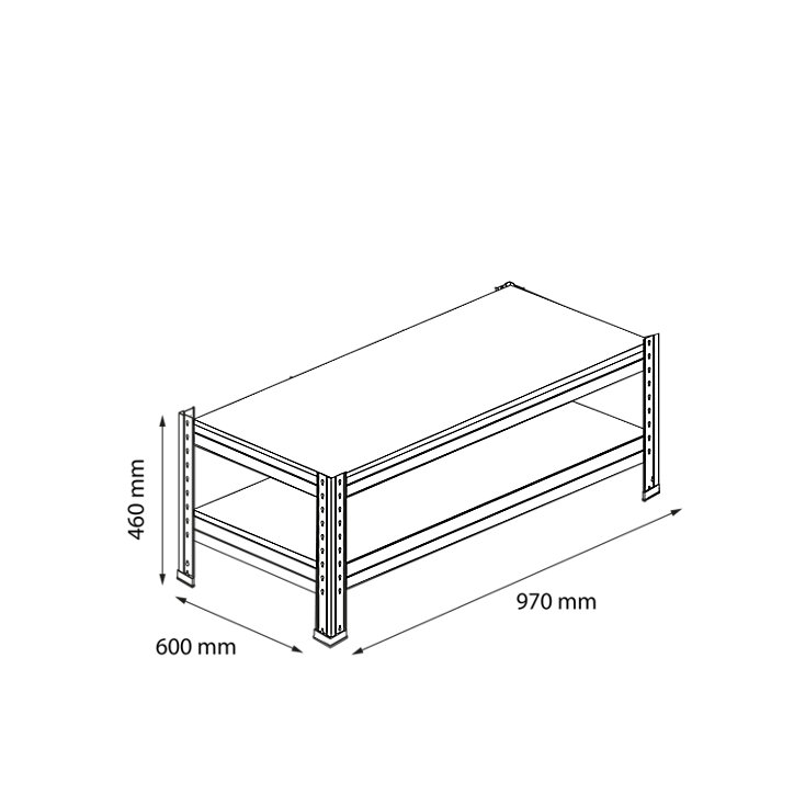 Extension pour étagère de garage en acier thermo-lacqué GoodHome Rand H. 46 x L. 97 x P. 60 cm