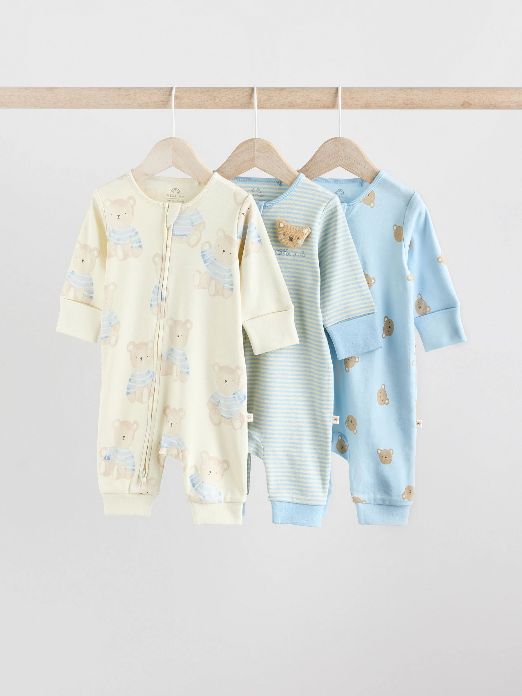 Blauw - Set van 3 babypyjama's (0-3jr)