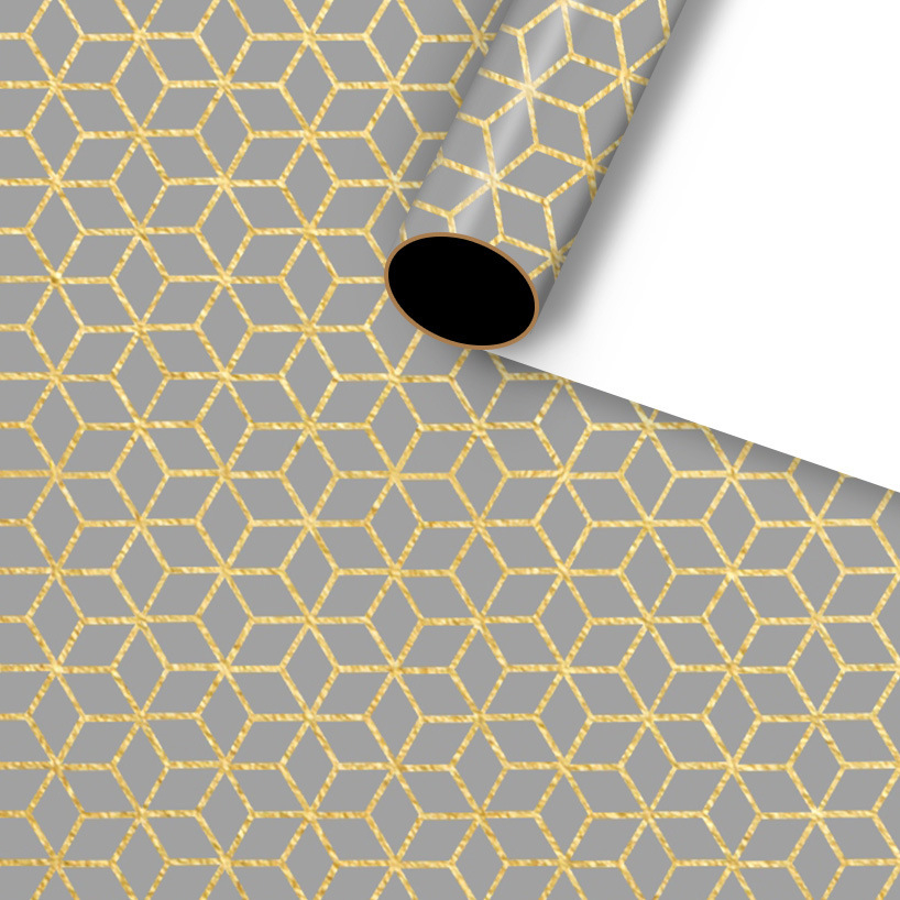 (4er Set) 70x50cm Geschenkpapier Deko Geschenk Verpackung mit Geometrischem Muster - Weiss / Beige / Schwarz
