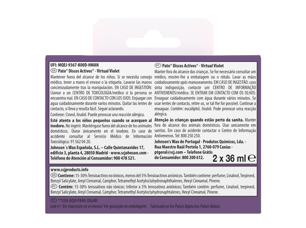 BLOCO SANITÁRIO DISCOS PATO RECARGA VIRTUAL VIOLET 72ML