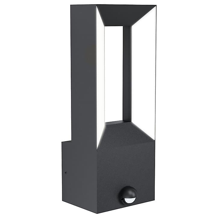Applique murale LED intégrée à détection Riforano noir IP44 640lm Eglo