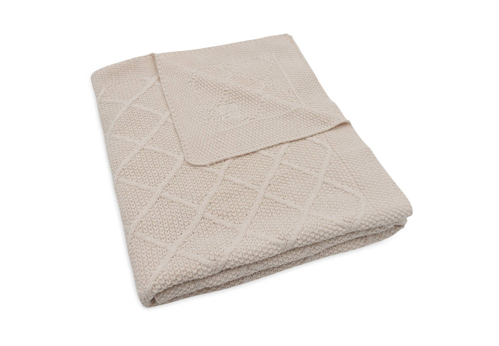 ledikantdeken Check Knit Oatmeal