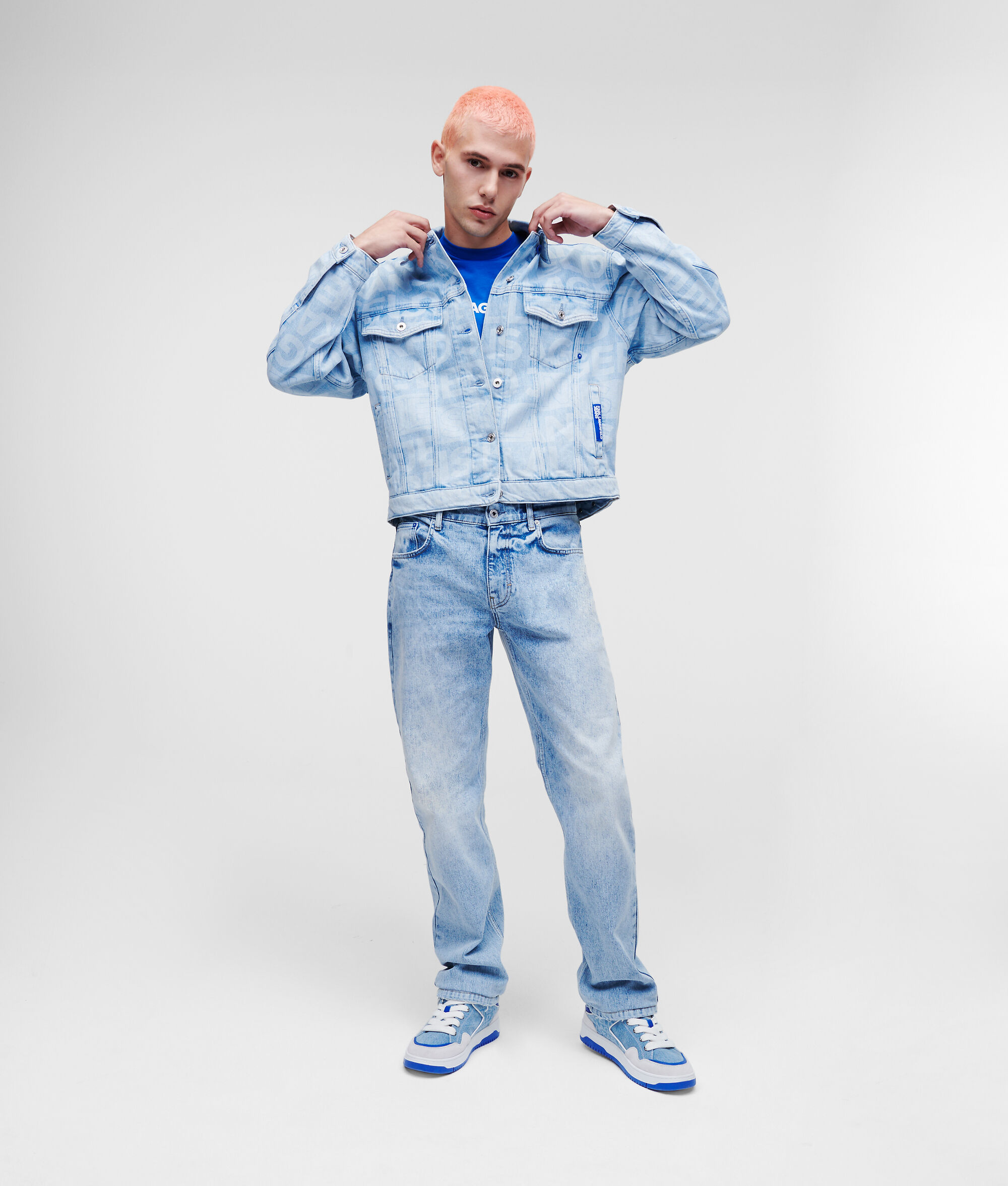 VESTE EN JEAN KLJ AVEC LOGO FAÇON ALL-OVER