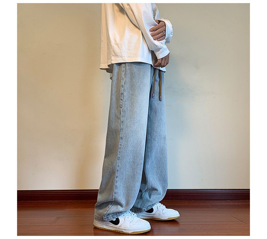 POSI - Mid Rise Washed Wide Leg Jeans