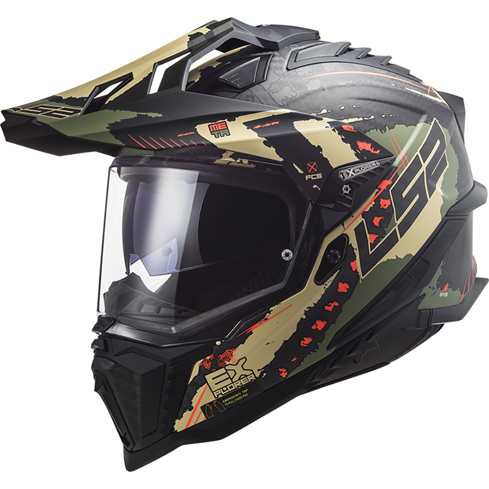 LS2 - Casque MX701 Explorer Carbon Extend Noir / Vert / Sable / Mat