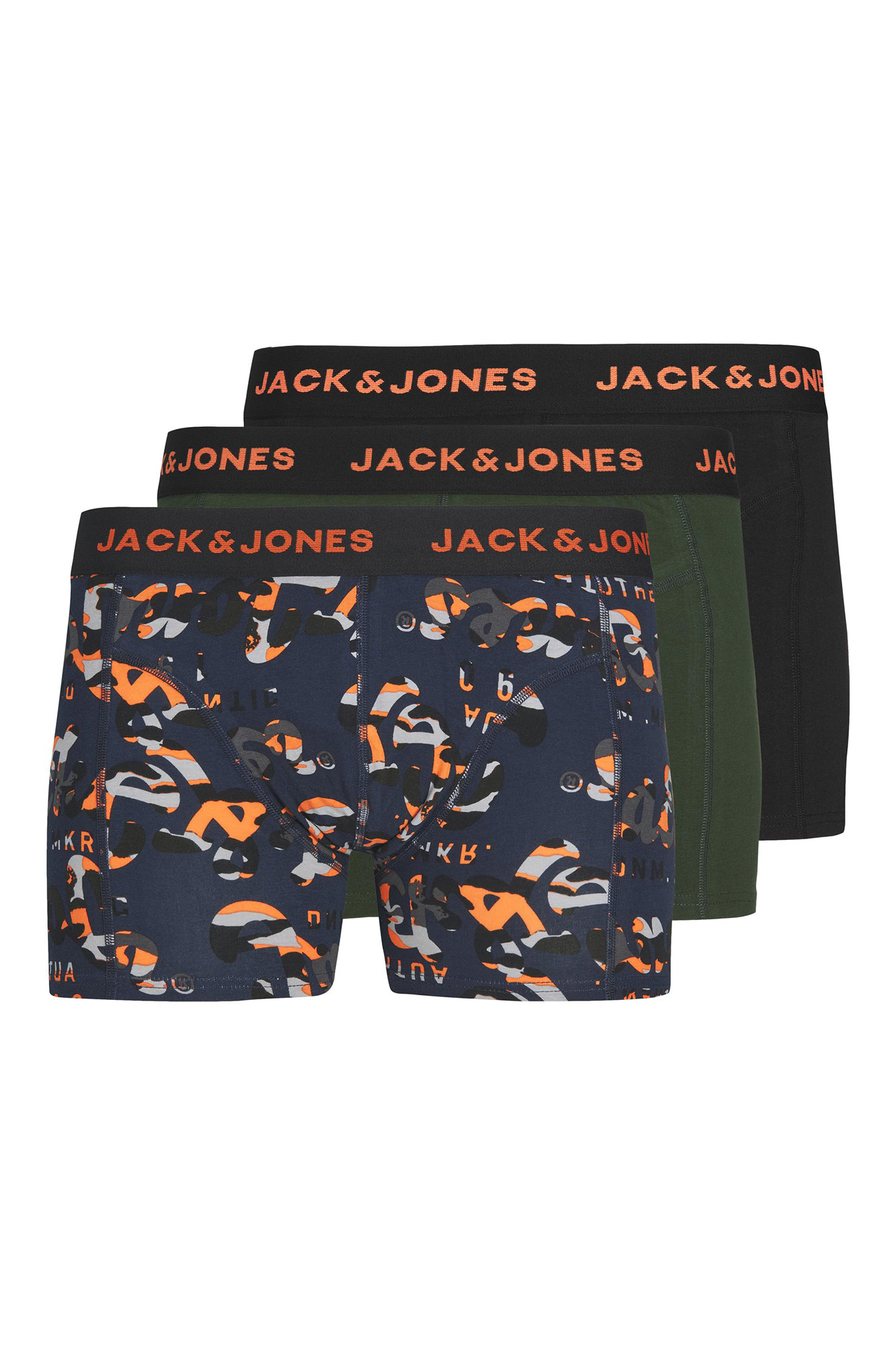 Conjunto de 3 cuecas boxer de algodão combinando.