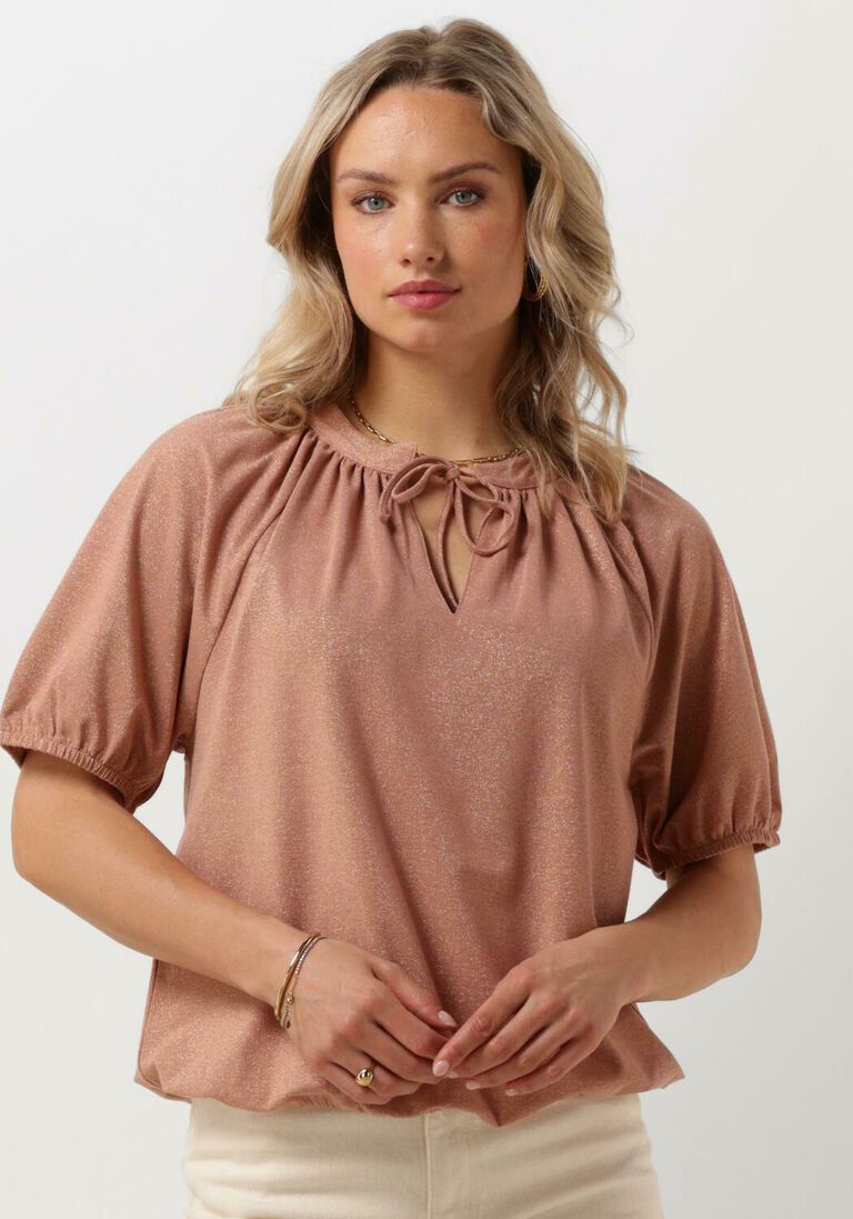 SUMMUM roze summum top top short sleeve fluid lurex jersey