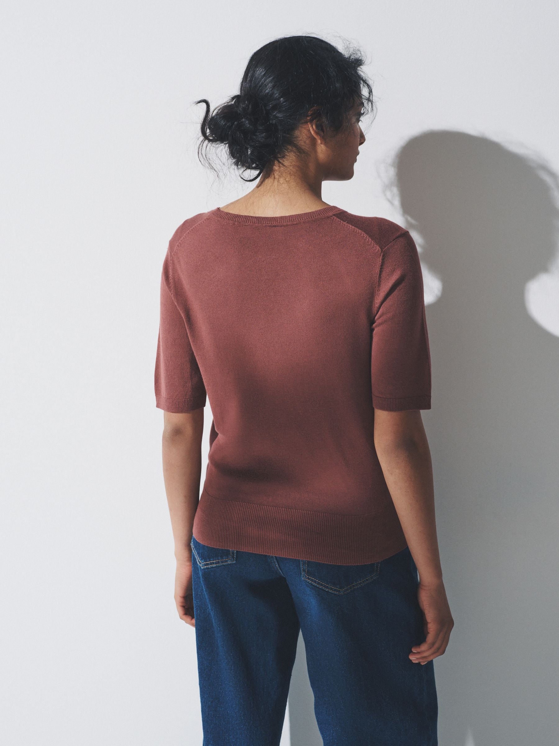 Plum/Dark Pink/Brown - The Set fijngebreide T-shirts