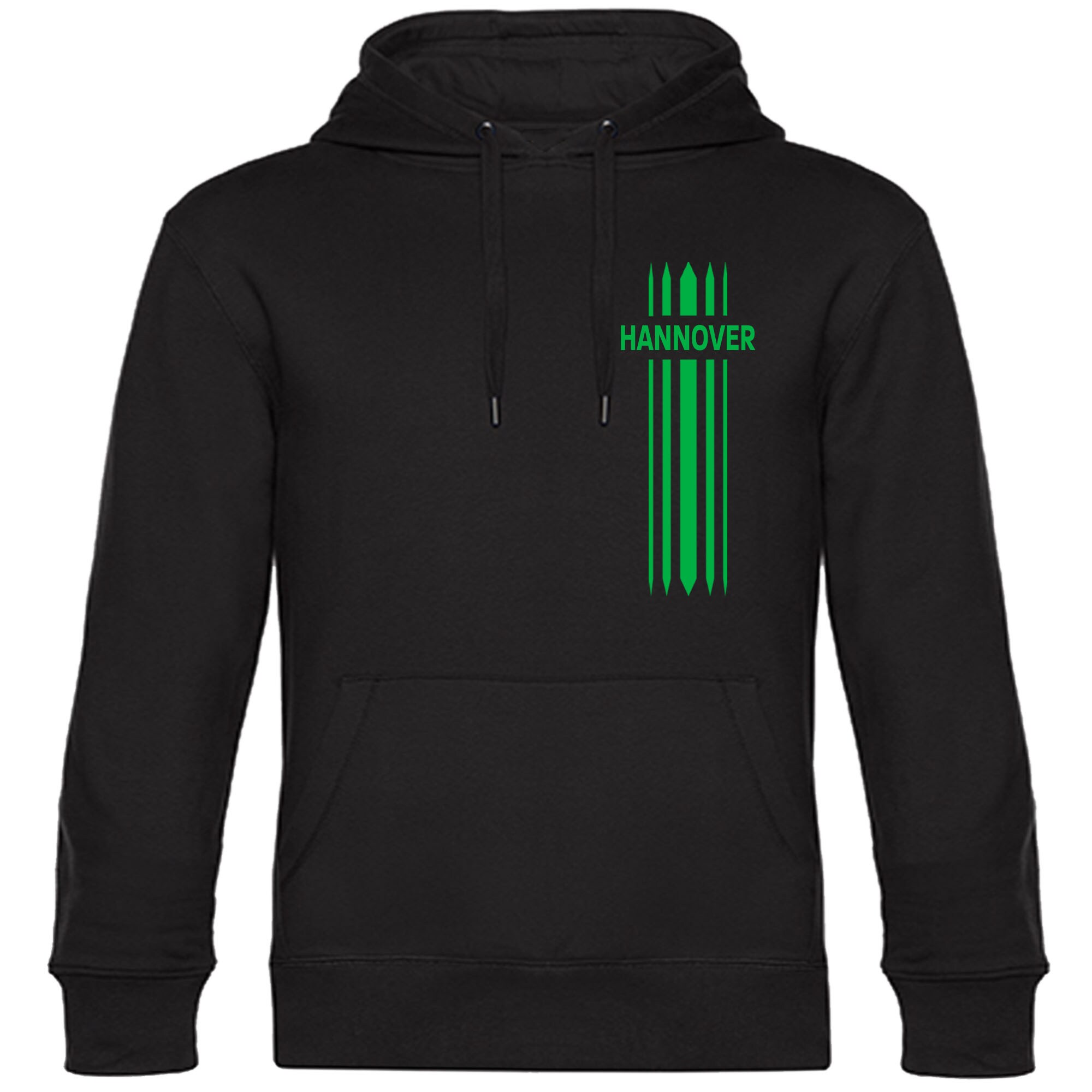 multifanshop® Kapuzen Sweatshirt - Hannover - Streifen - Druck grün