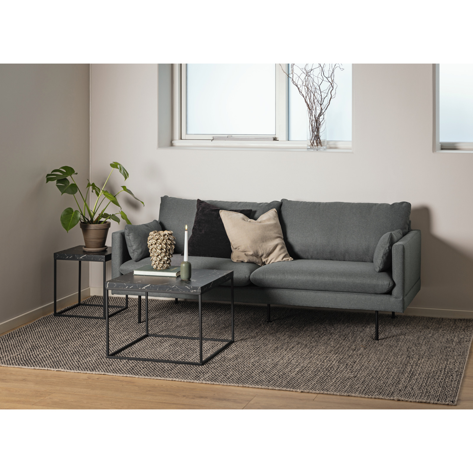 Salontisch Barossa Dekor Marmor-Optik schwarz 60 x 60 x 45 cm