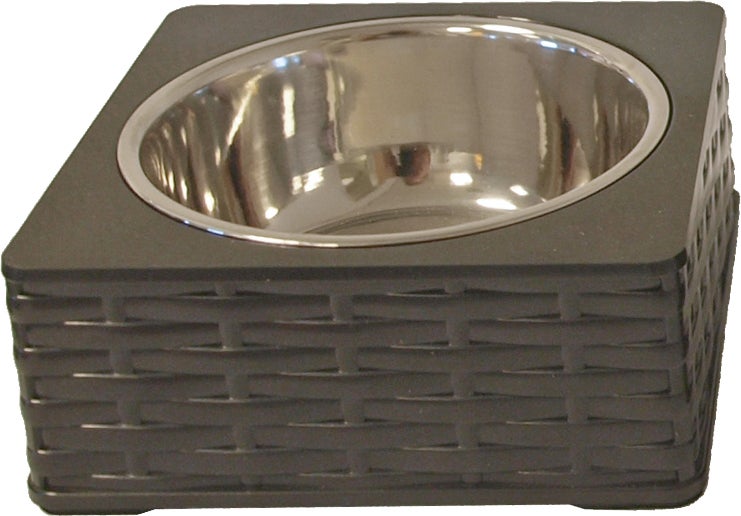 Eetbak RVS/plastic wicker 15cm zwart