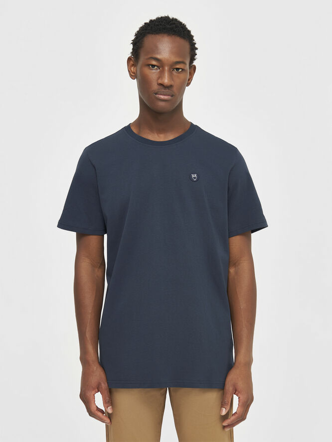 Knowledge Cotton Apparel LOKE badge tee - Regenerative Organic Certified� - GOTS/Vegan Blå