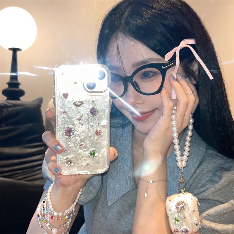 Edgin - Strass AirPods / Pro oortelefoonhoesje / Kunstparelband / Set