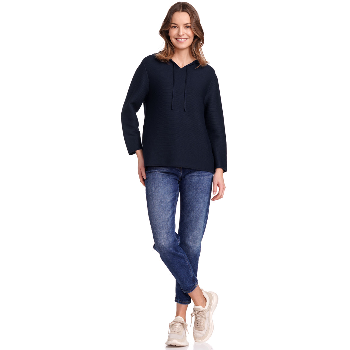 Gina Benotti Damen Strickpullover mit Kapuze dunkelblau