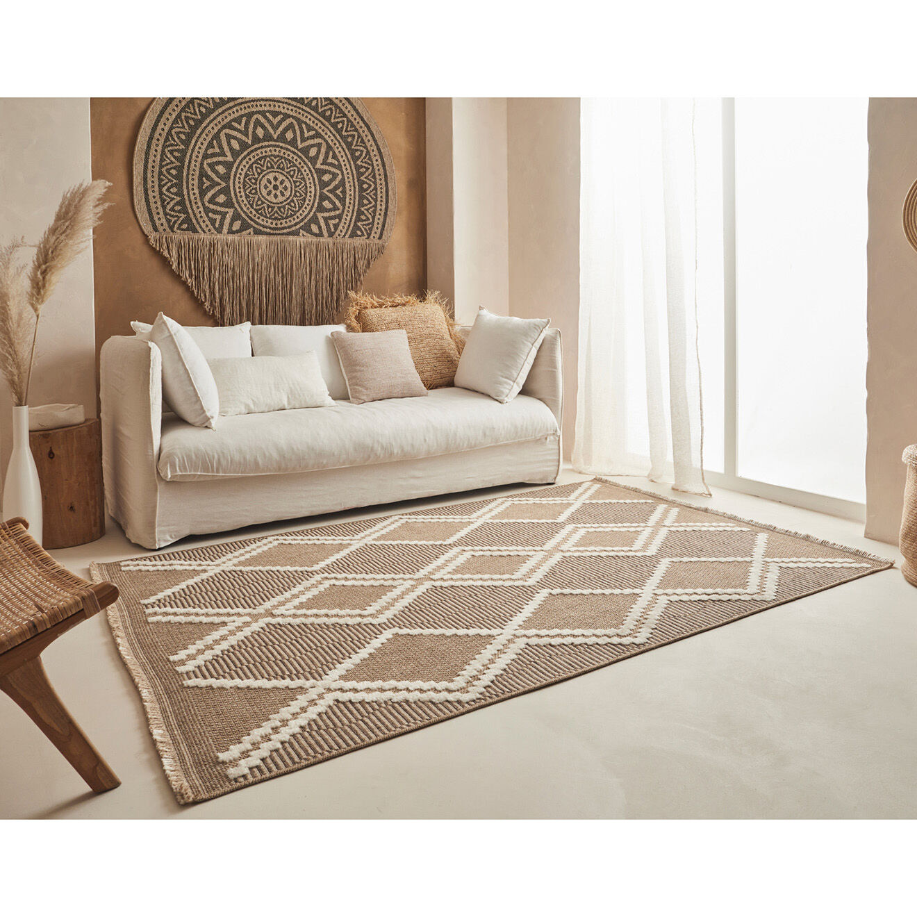 Nazar Rugs Tapis aspect jute TULUM 9048 intérieur & extérieur marron - 60x90 cm
