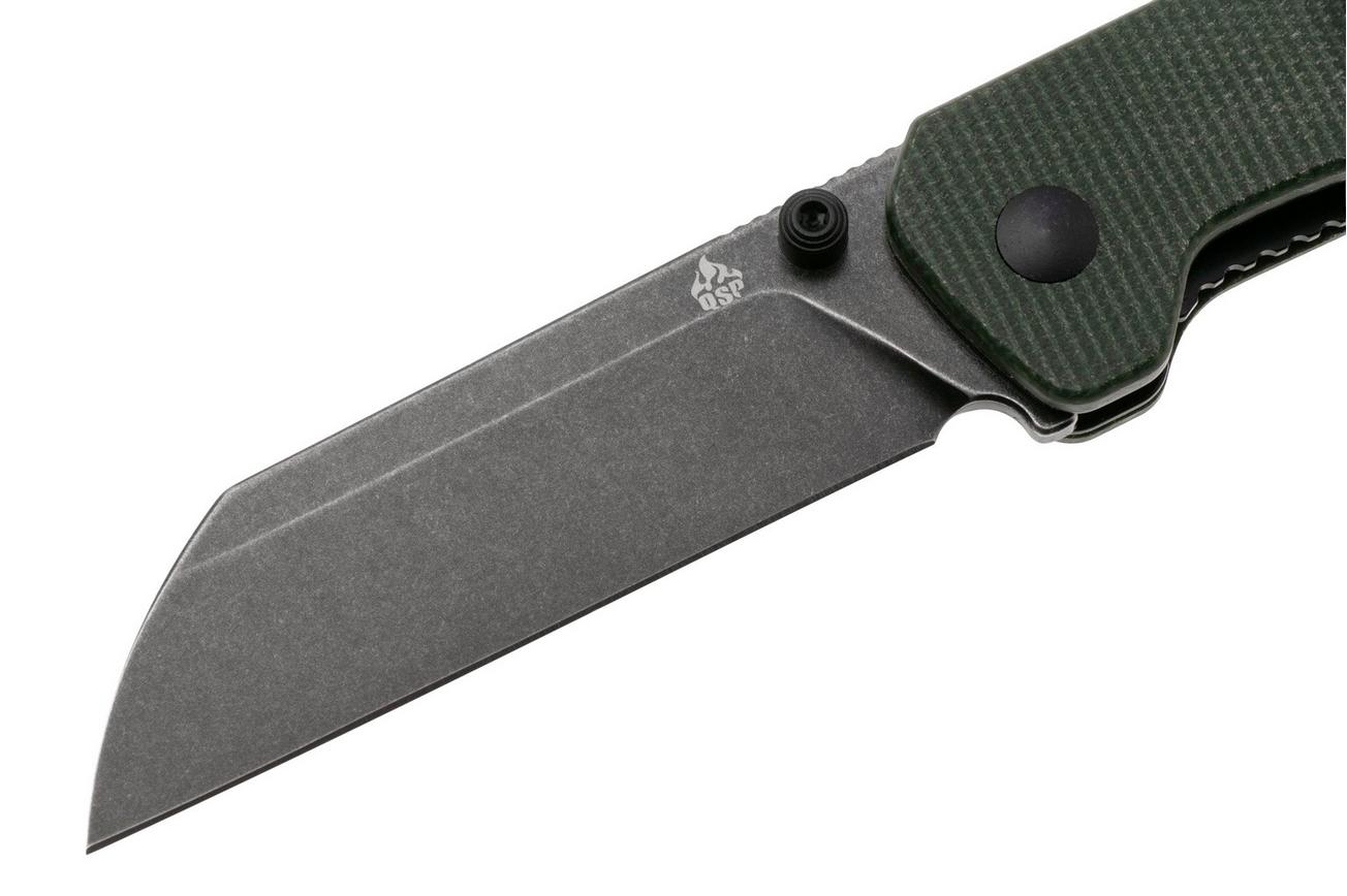 QSP Knife Penguin V2 QS130V2-C2 Blackwashed D2, Green Micarta, zakmes