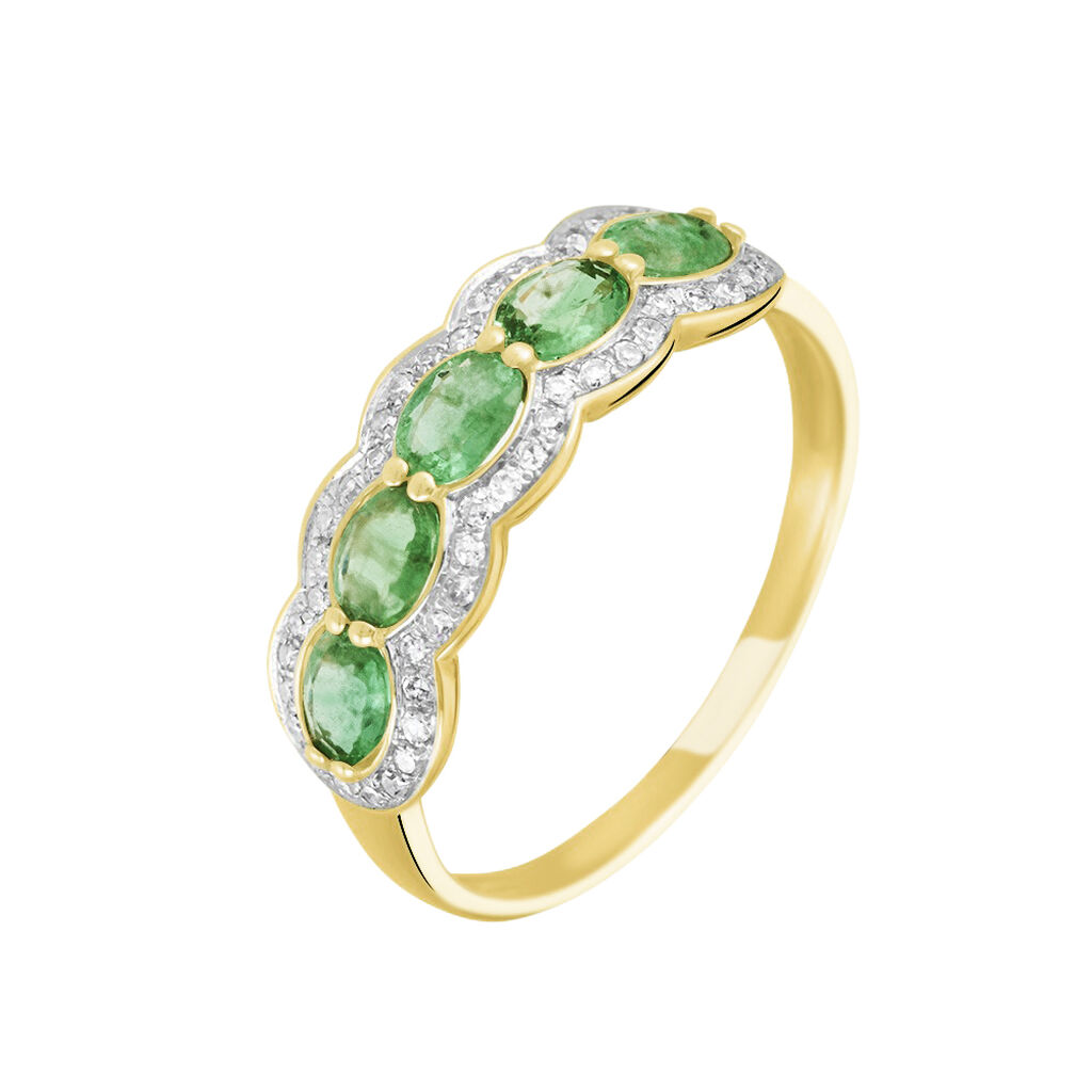 Bague Margaux Or Jaune Emeraude Et Diamant