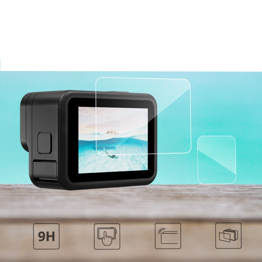 (3-tlg. Set) GoPro Hero 12 / 11 / 10 / 9 Black PET Display Schutzfolie (1x Kamera / 2x Display) - Transparent