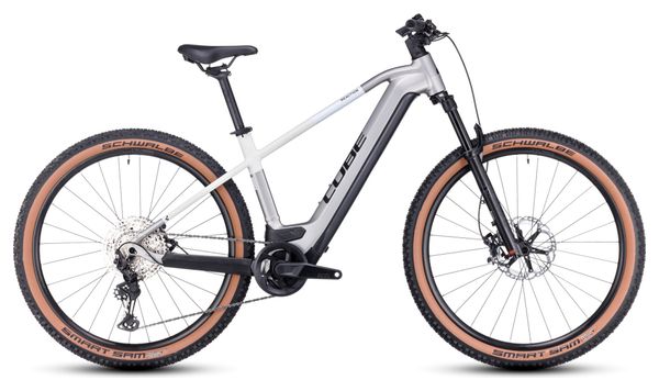 VTT Électrique Semi-Rigide Cube Reaction Hybrid SLT 750 Shimano XT 12V 750 Wh 27.5'' Argent Blanc Cream