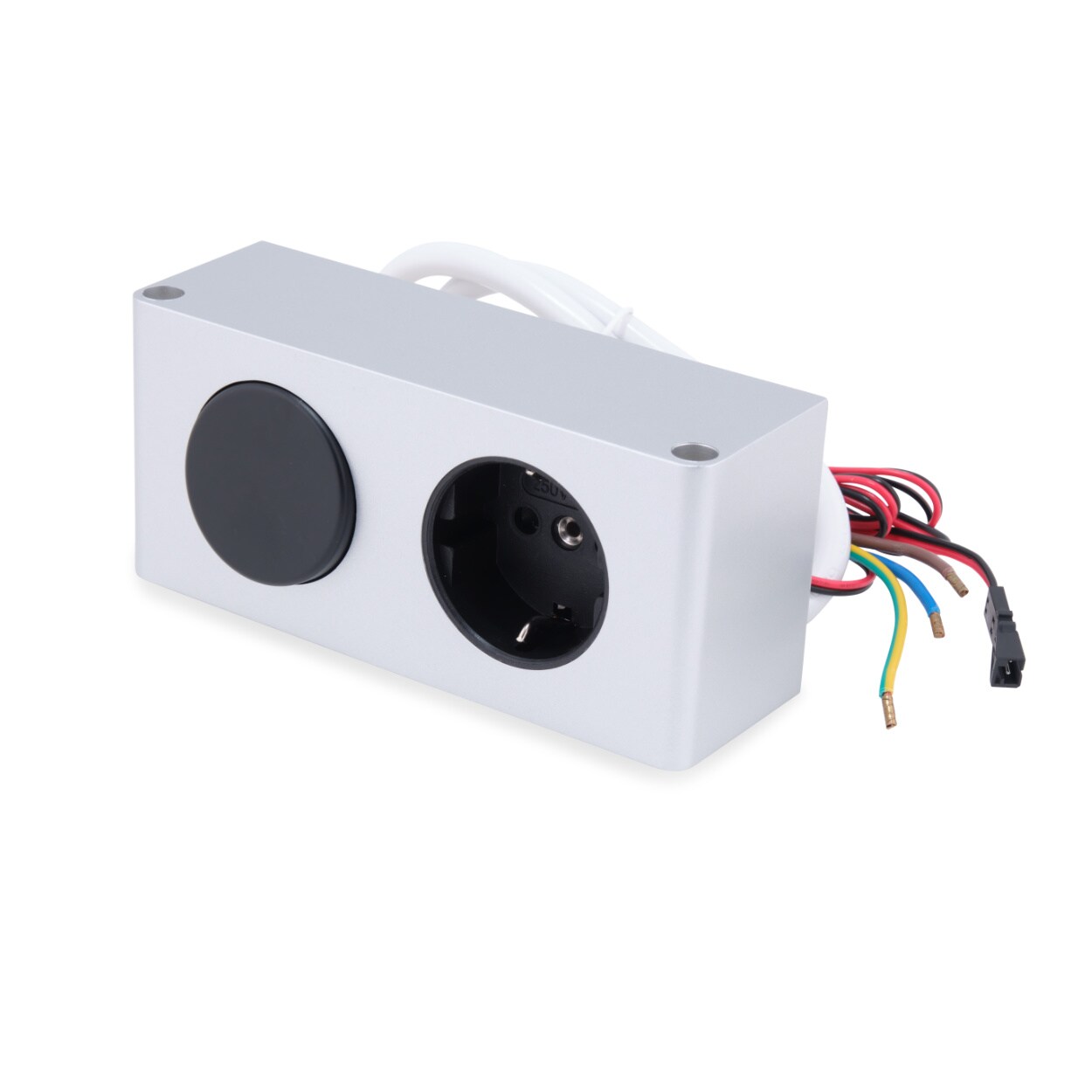 kalb | 10W LED-Netzteil 12V DC zum Einbau in Möbel mit 230V Steckdose und Schalter, Kombibox, Powerbox, LED-Trafo, Silbergrau