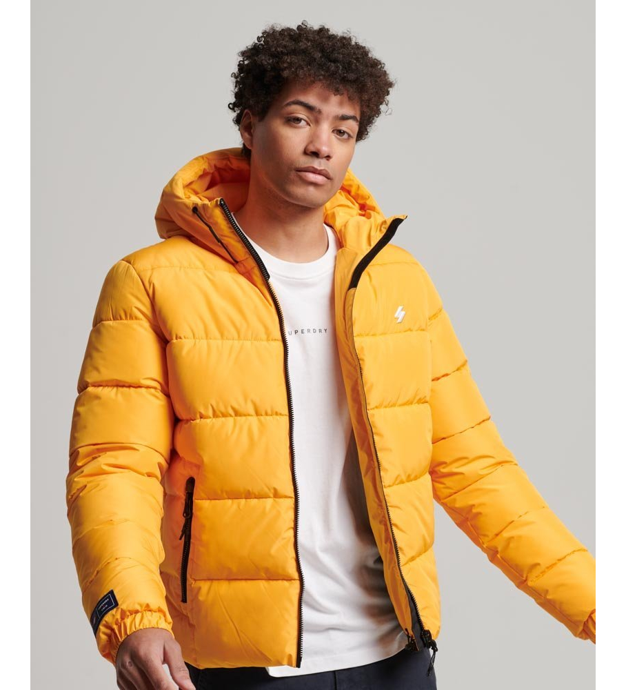 Jaqueta com capuz acolchoada Superdry Sports, amarela