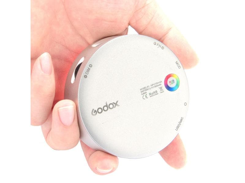Godox Videoleuchte R1 Round RGB Mini Kompaktes RGB Mini-Licht mit Spezialeffekten