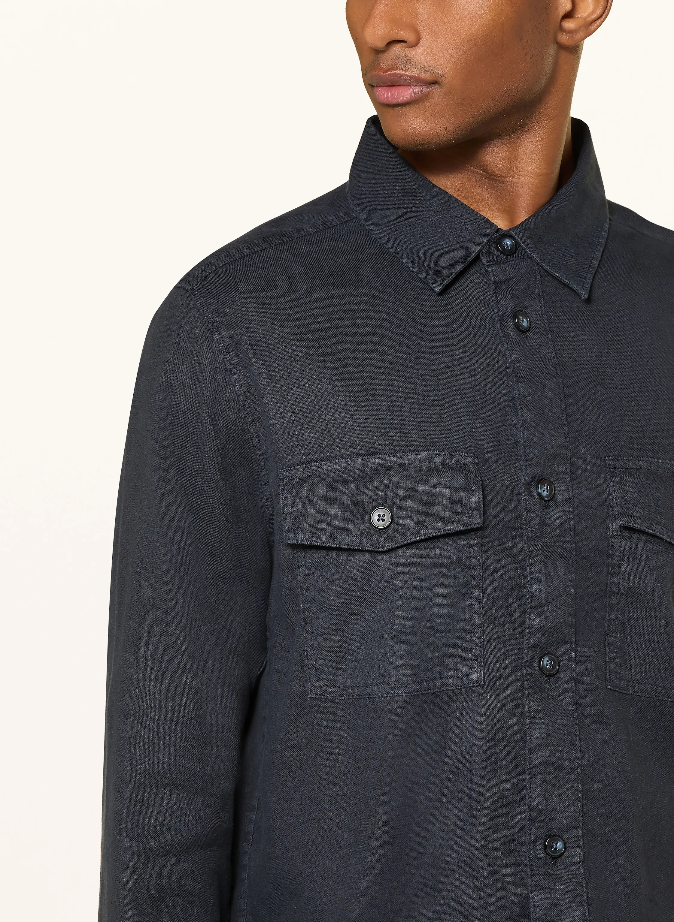 OLYMP Overshirt Casual regular fit mit Leinen