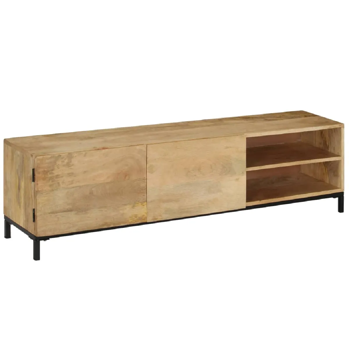 Helloshop26 Meuble TV Bois Massif - Manguier/Acier 145 cm