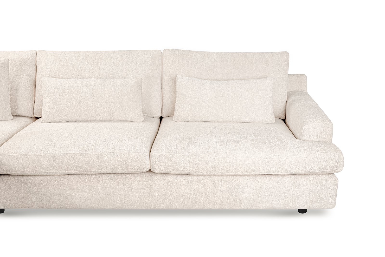 Roma hjørnesofa 3-seter med åpen ende venstre. Tekstil Raven 24 Light Beige med sorte ben