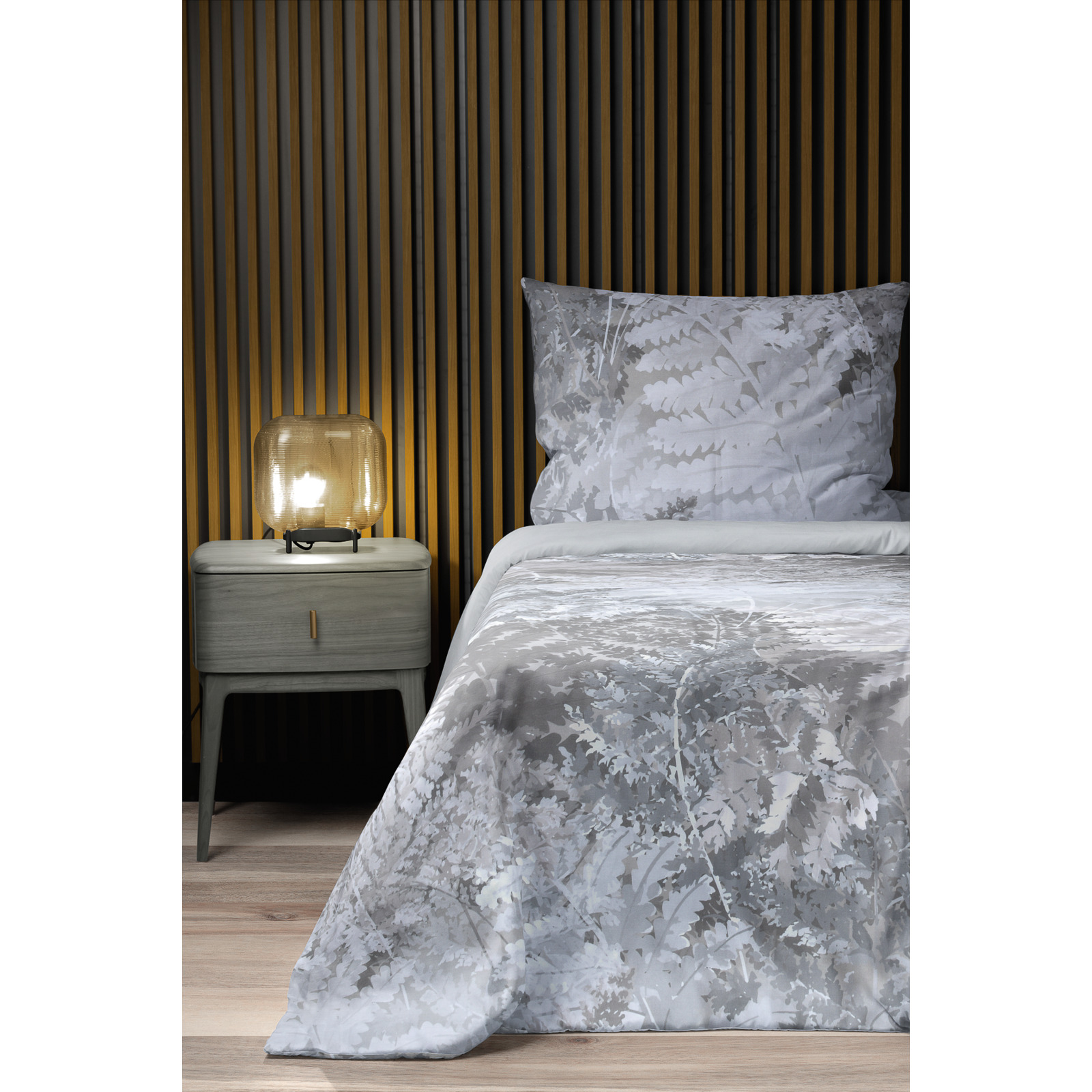 Bettwäsche Satin Farn hellgrau 200x210 2x65x65 Bettanzug Fra