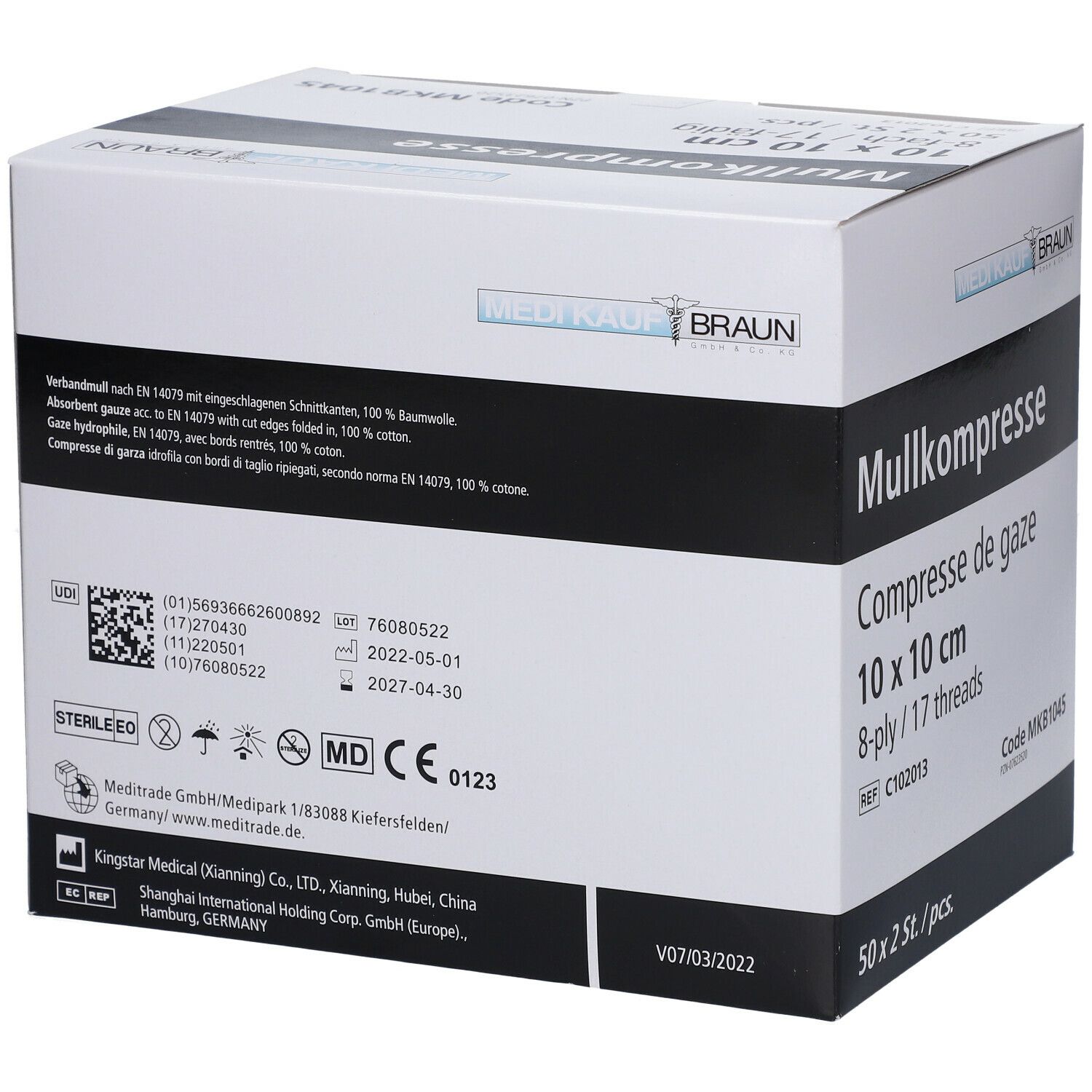 Mullkompressen steril 10 cm x 10 cm 8fach