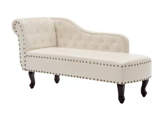 Chaise longue Blanc crème Similicuir