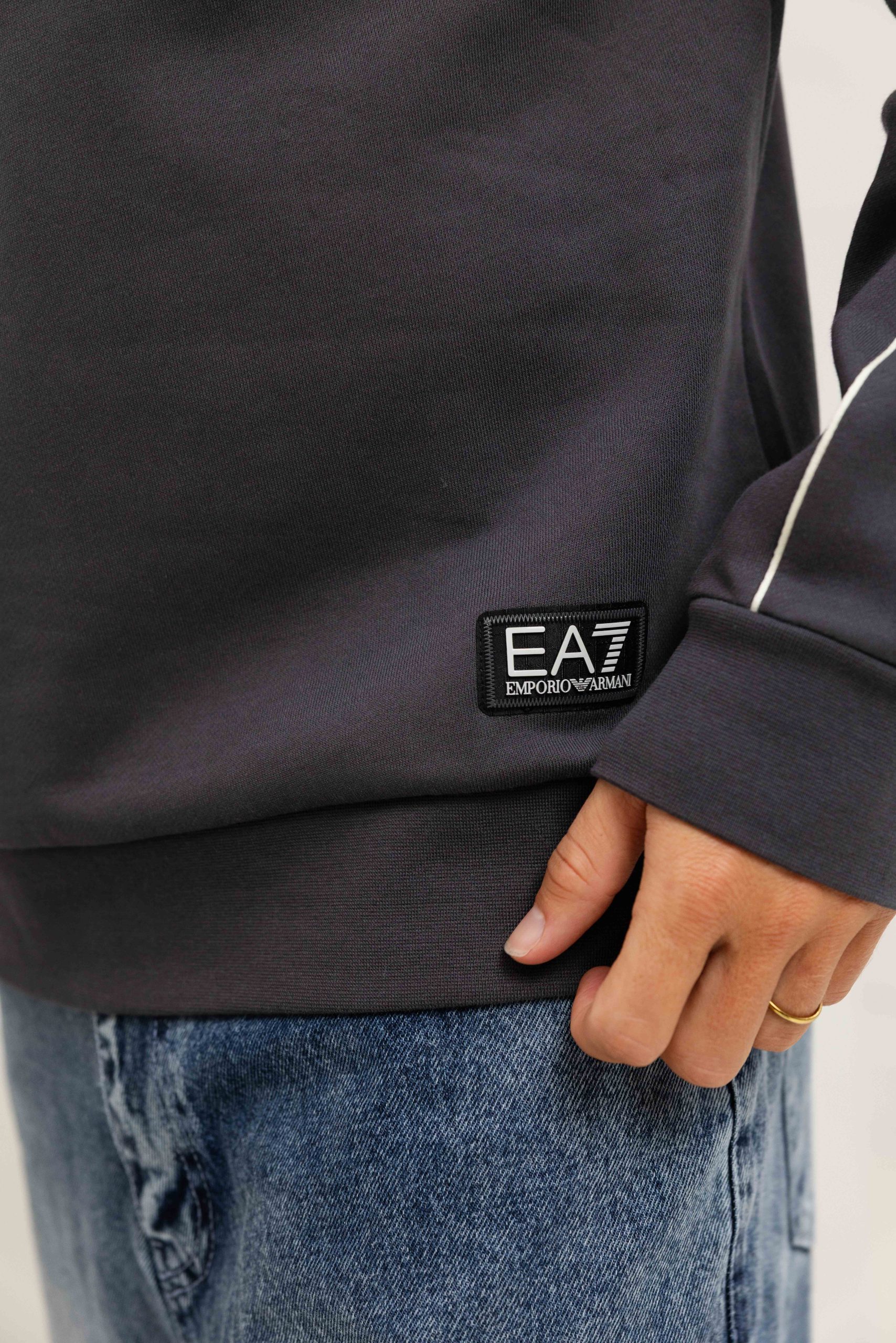 EA7 Emporio Armani 7M000971 Half Zip Sweater Heren Grijs