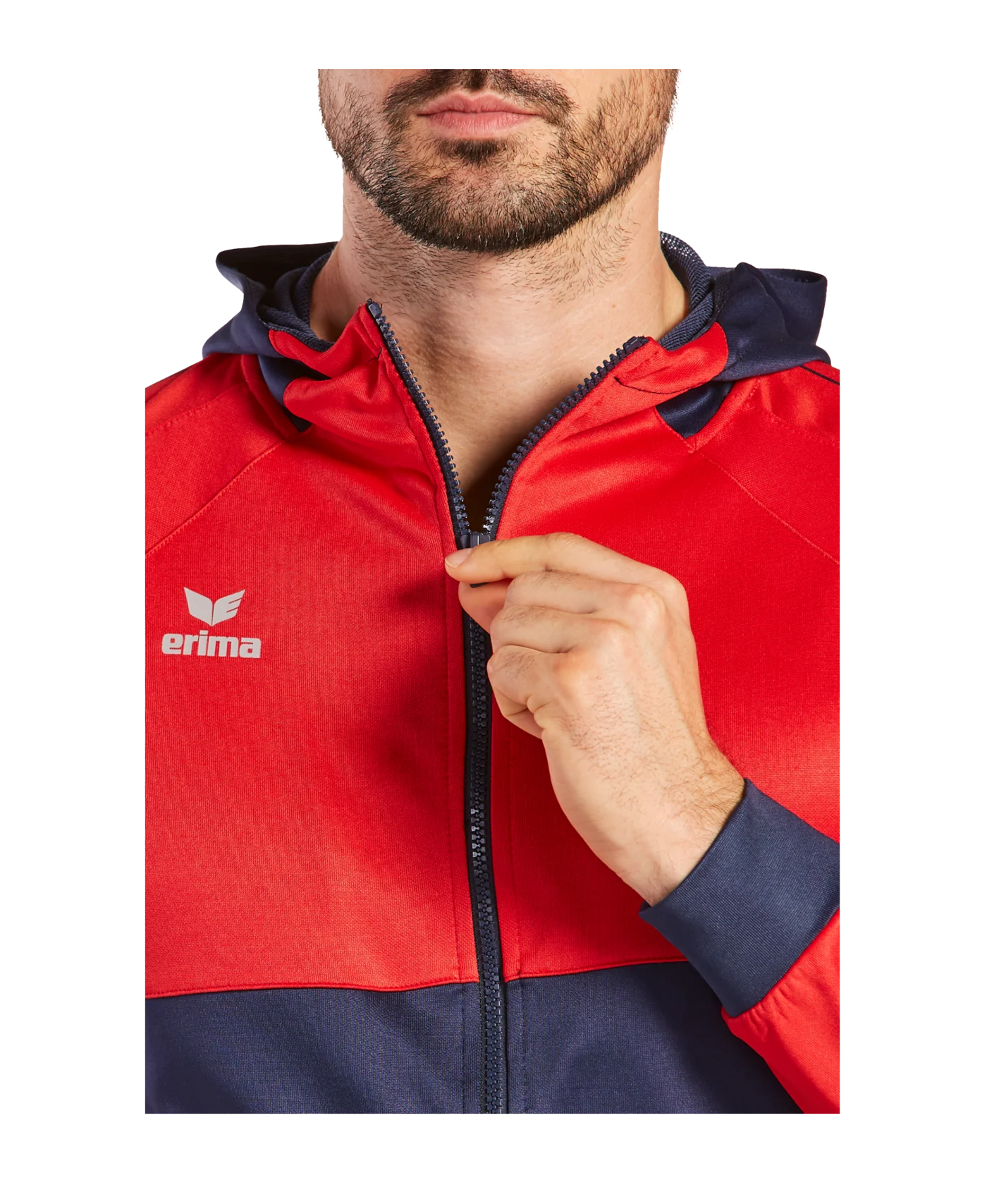 Erima Six Wings Kapuzenjacke Blau Rot