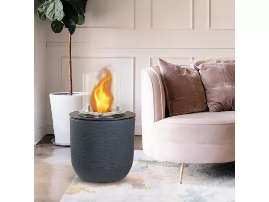 Brasero de jardin cheminée au bioéthanol pour intérieur et extérieur RAFFAELLO Ghisa Grigio d.35 x h55