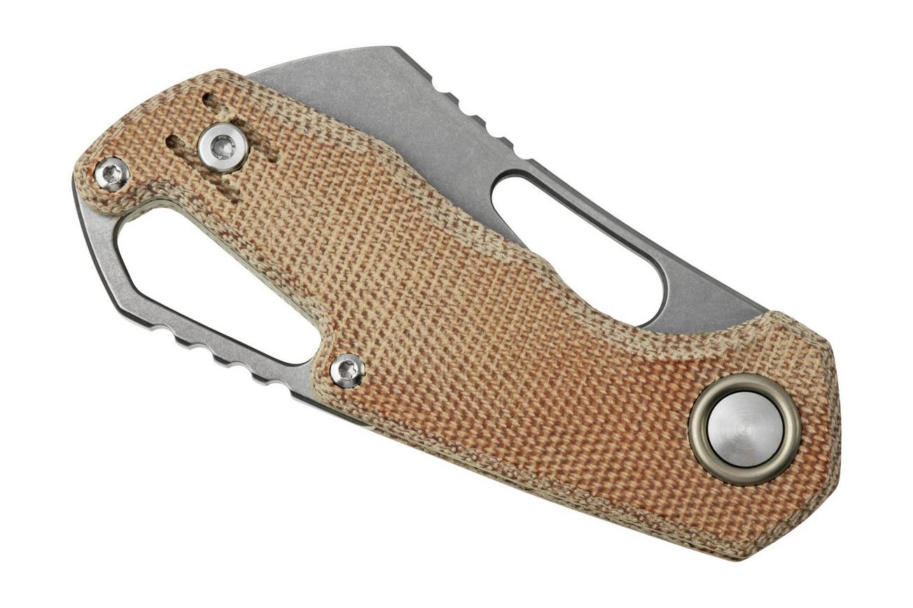 MKM Isonzo FX03M-2NC Cleaver M390, Natural Canvas Micarta zakmes, Jesper Voxnaes design