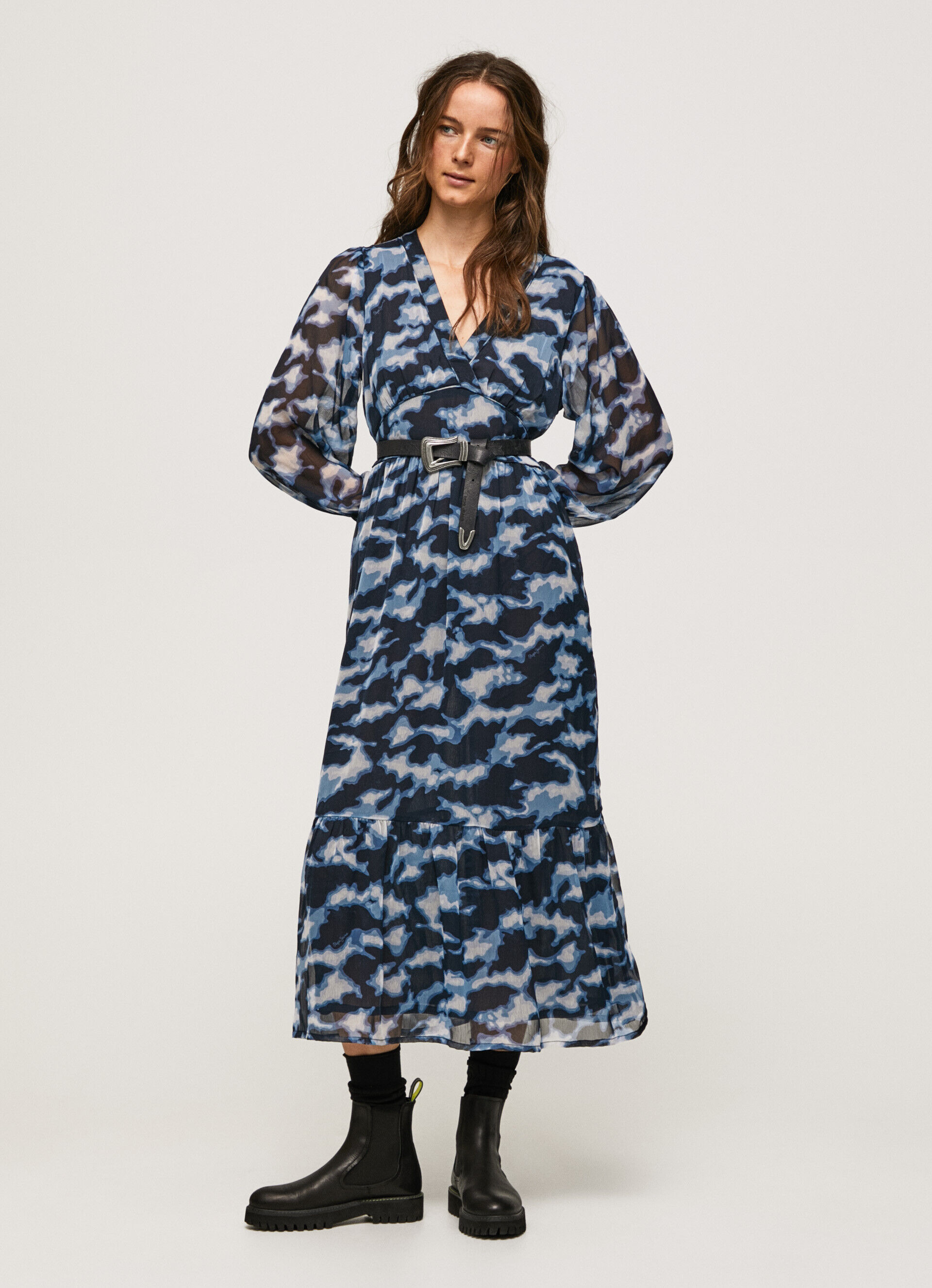 VESTIDO MIDI ESTAMPADO BLITA - multicolorido